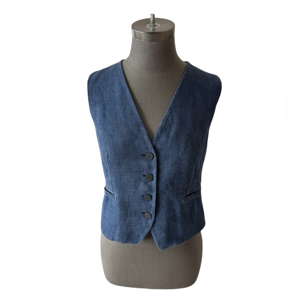 Massimo Dutti Linen Vest Italian Fabric Size Small